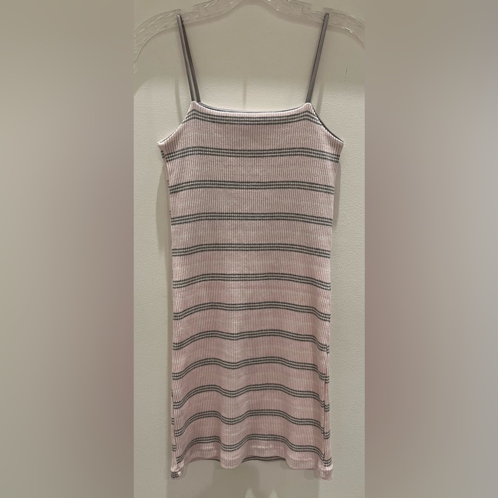 NWOT Supermarket Striped Bodycon Rib Knit Mini Dress in Pink and Gray One Size